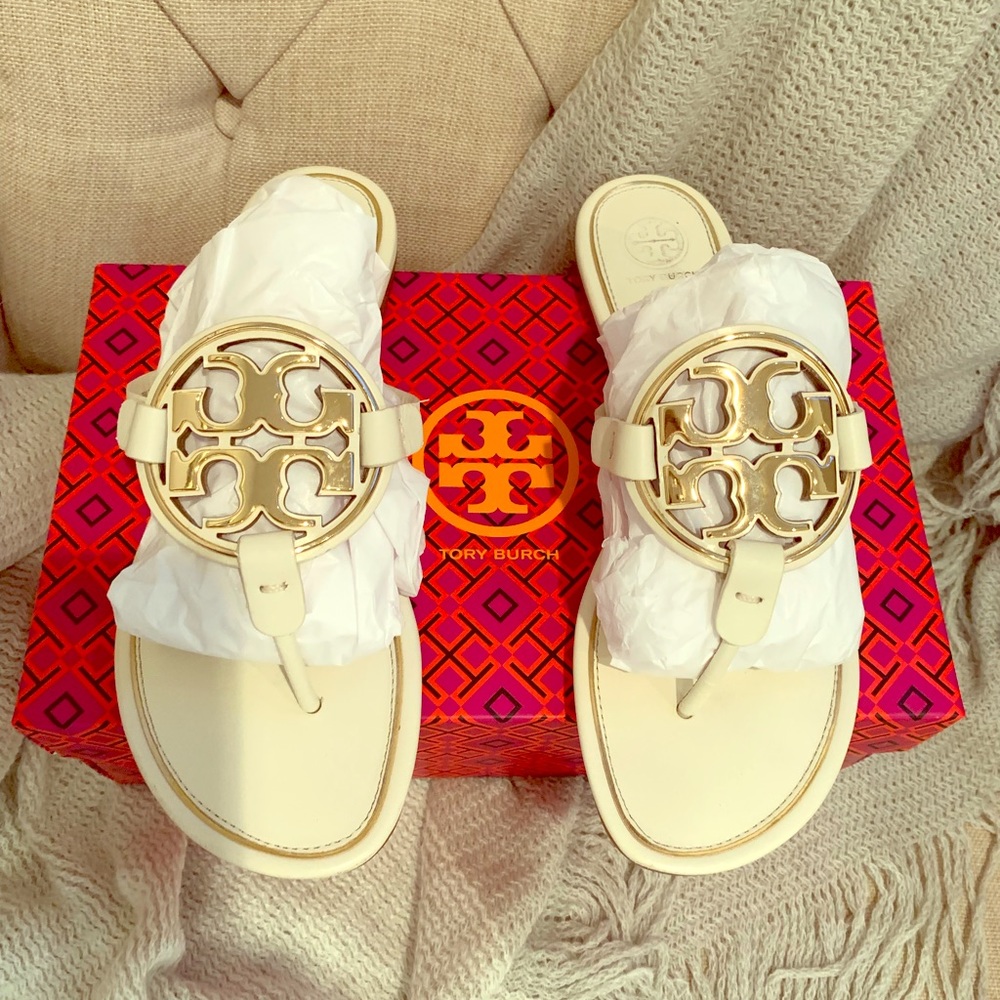 Tory Burch Metal Miller Sandal in Bleach/Gold